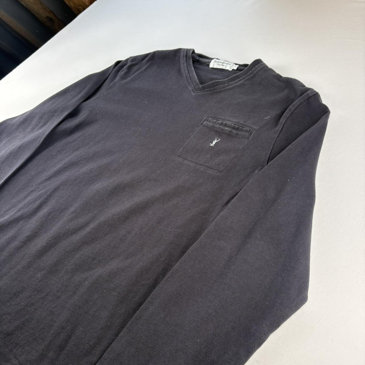 Yves Saint Laurent YSL Embroidered Logo V-Neck Jumper L