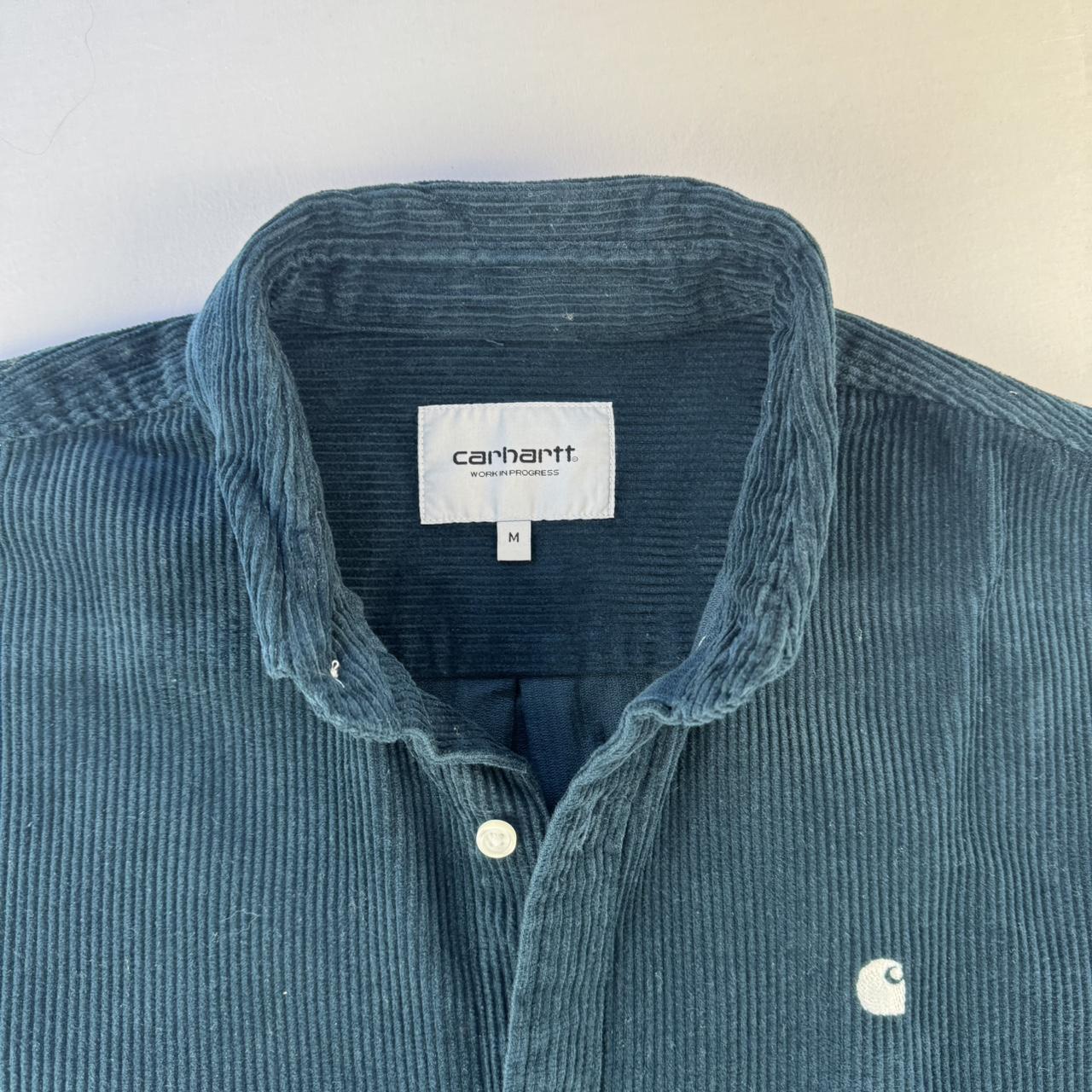 Teal Carhartt WIP Long Sleeve Madison Corduroy Button Down Shirt M