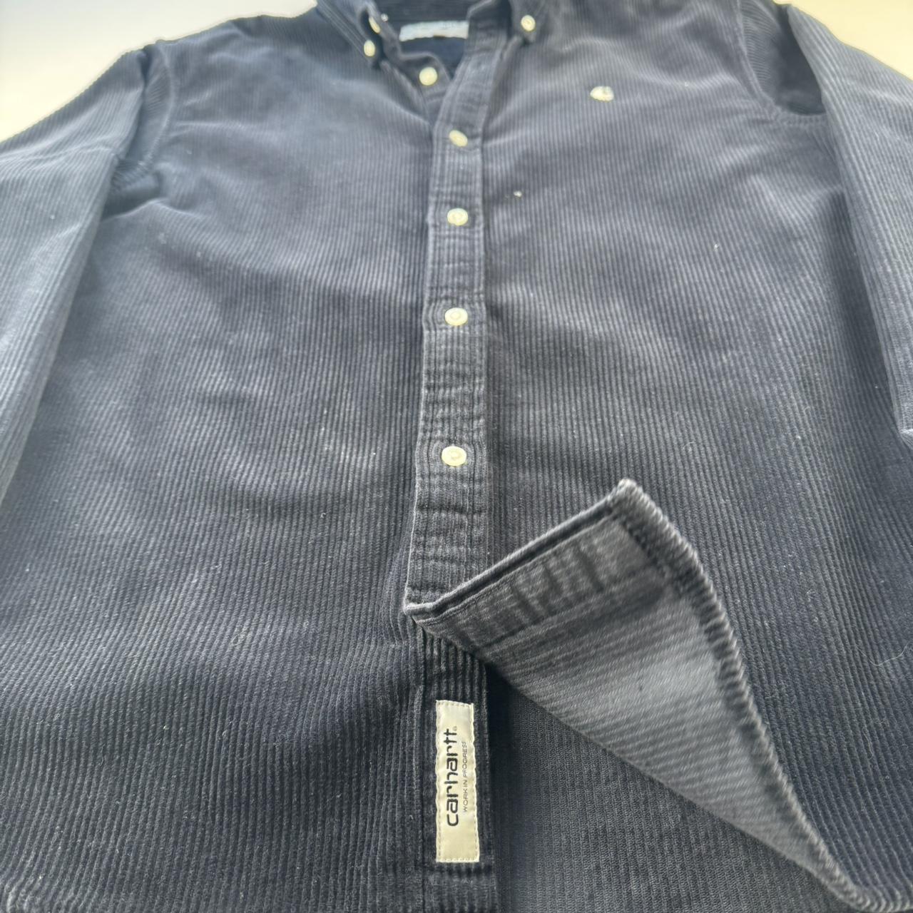 Navy Carhartt WIP Long Sleeve Madison Corduroy Button Down Shirt L