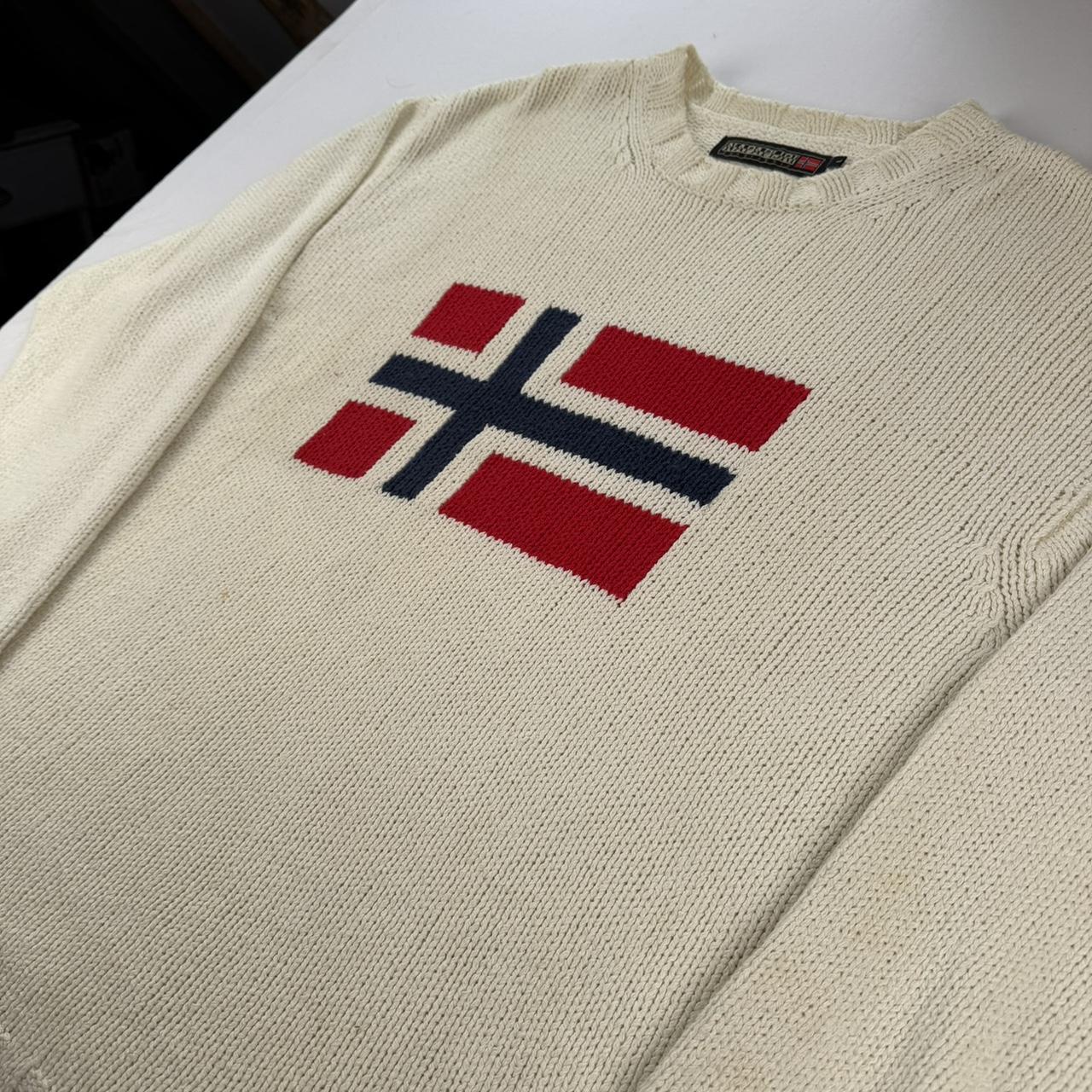 Napapijri Cream Oversized Spellout Knitted Jumper XL