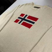 Napapijri Cream Oversized Spellout Knitted Jumper XL
