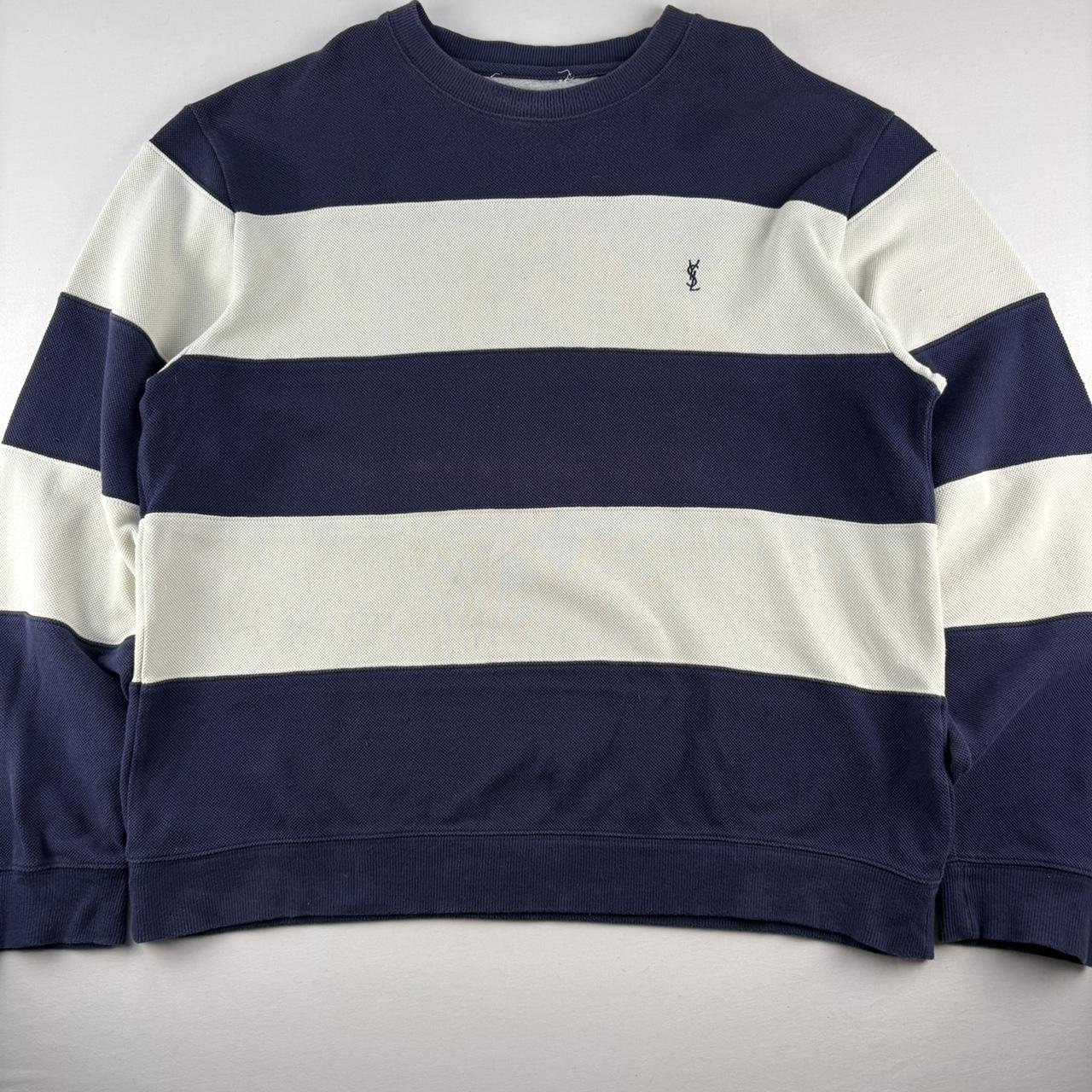 Yves Saint Laurent Striped Cotton Crewneck L