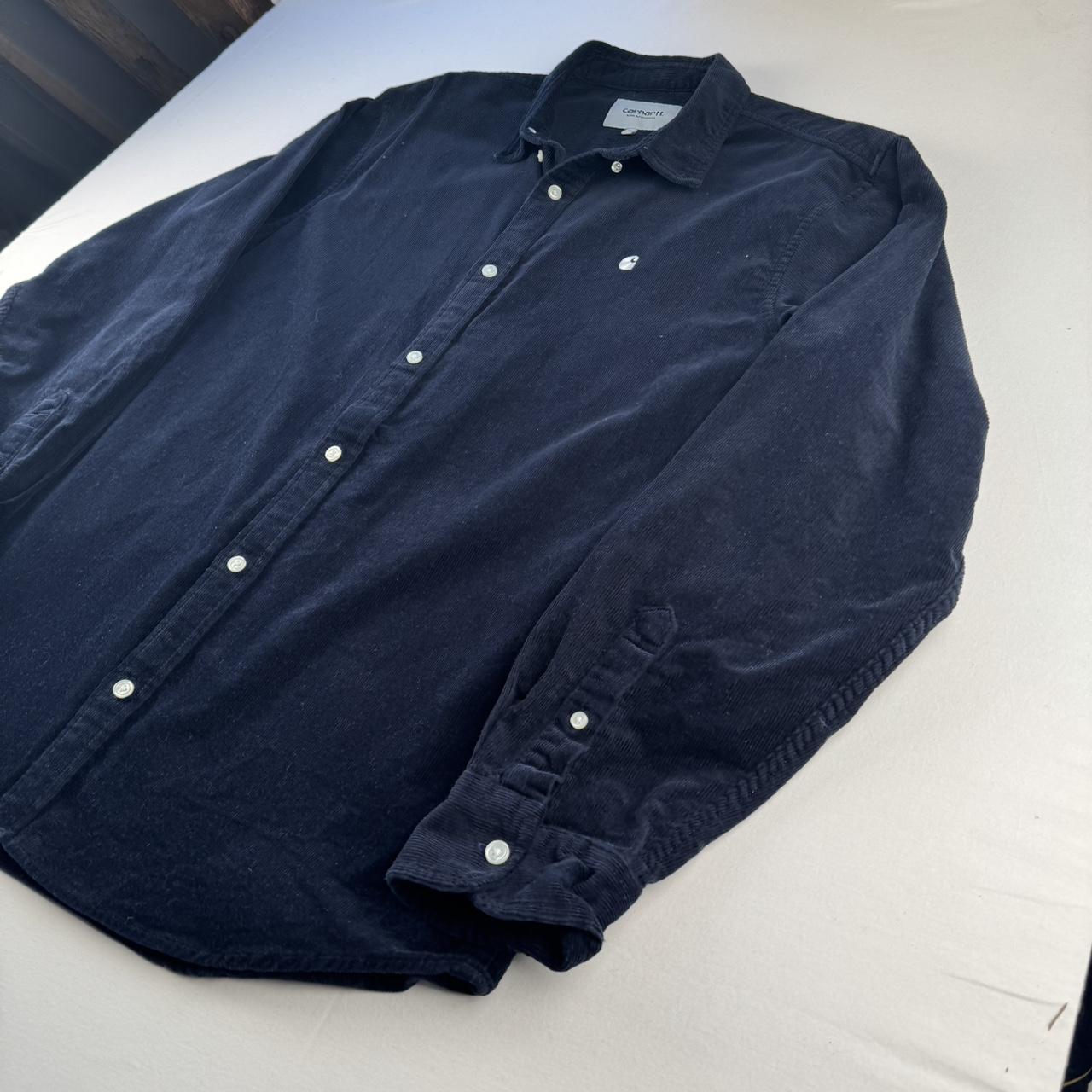 Navy Carhartt WIP Long Sleeve Madison Corduroy Button Down Shirt XL