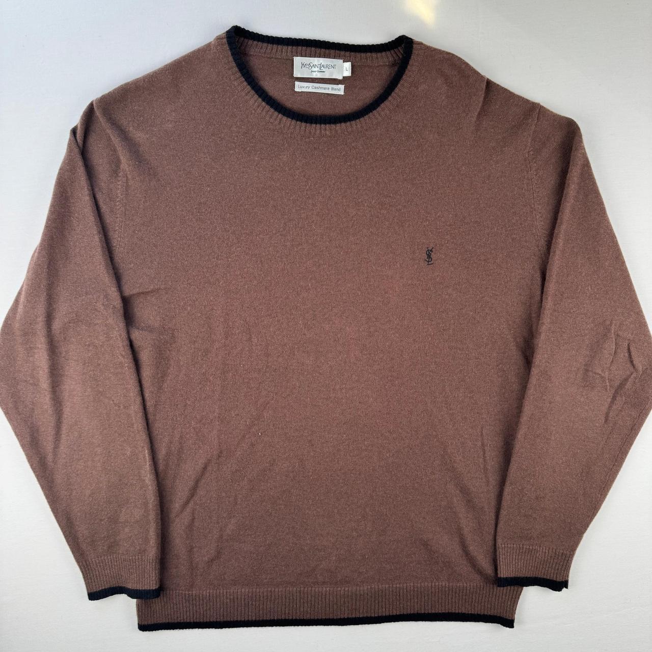 Yves Saint Laurent Crewneck Knit Sweater in Brown Size L