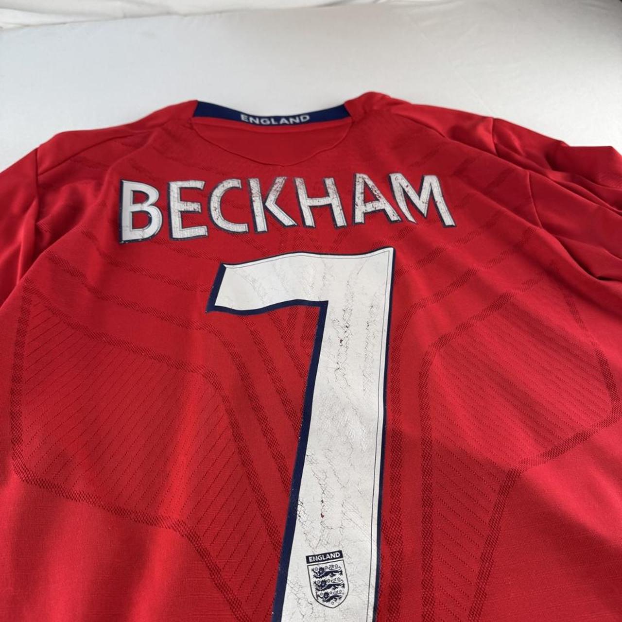 2008 England Umbro Number 7 David Beckham Away Long Sleeve Jersey M