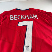 2008 England Umbro Number 7 David Beckham Away Long Sleeve Jersey M