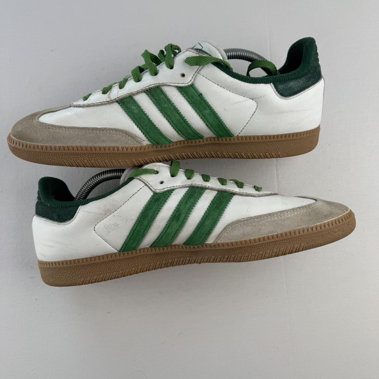 Adidas White and Green Samba OG UK10