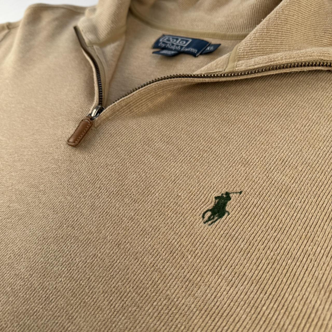 Polo Ralph Lauren Beige with Green Pony Quarter Zip Fleece XL