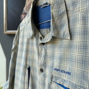 Rip Curl cream striped summer shirt with oversized fit and vintage 1990s style.