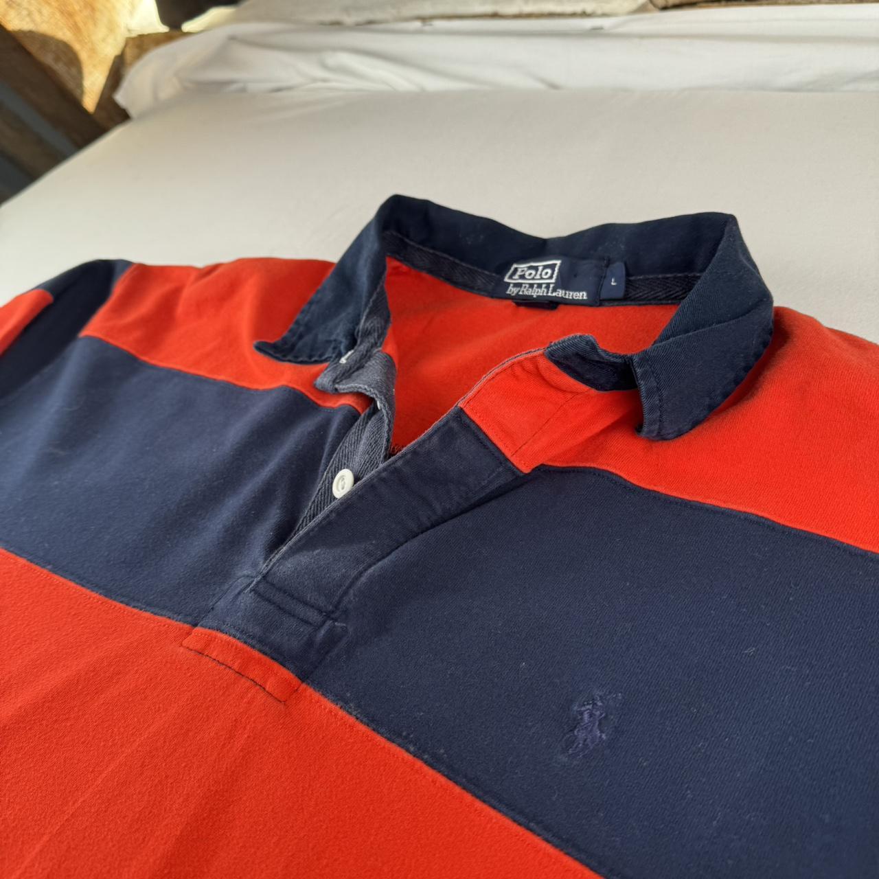 Polo Ralph Lauren Striped Embroidered Pony Rugby Polo Shirt L