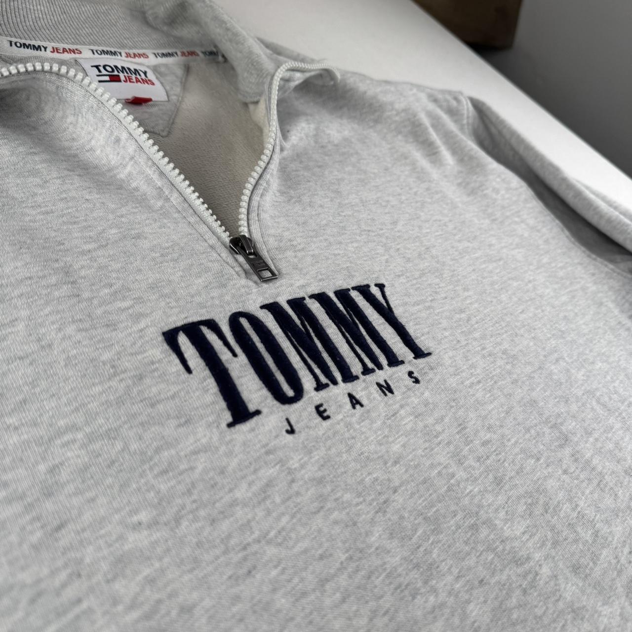Tommy Jeans Embroidered Centre Spellout Half Zip Jumper L