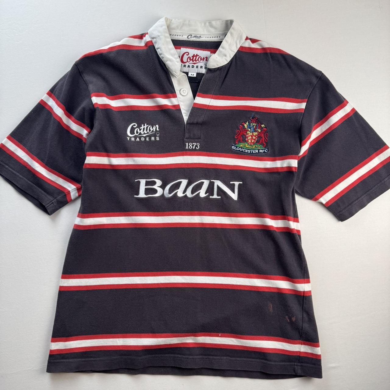 1990s Cotton Traders Gloucester Rugby Striped Polo M