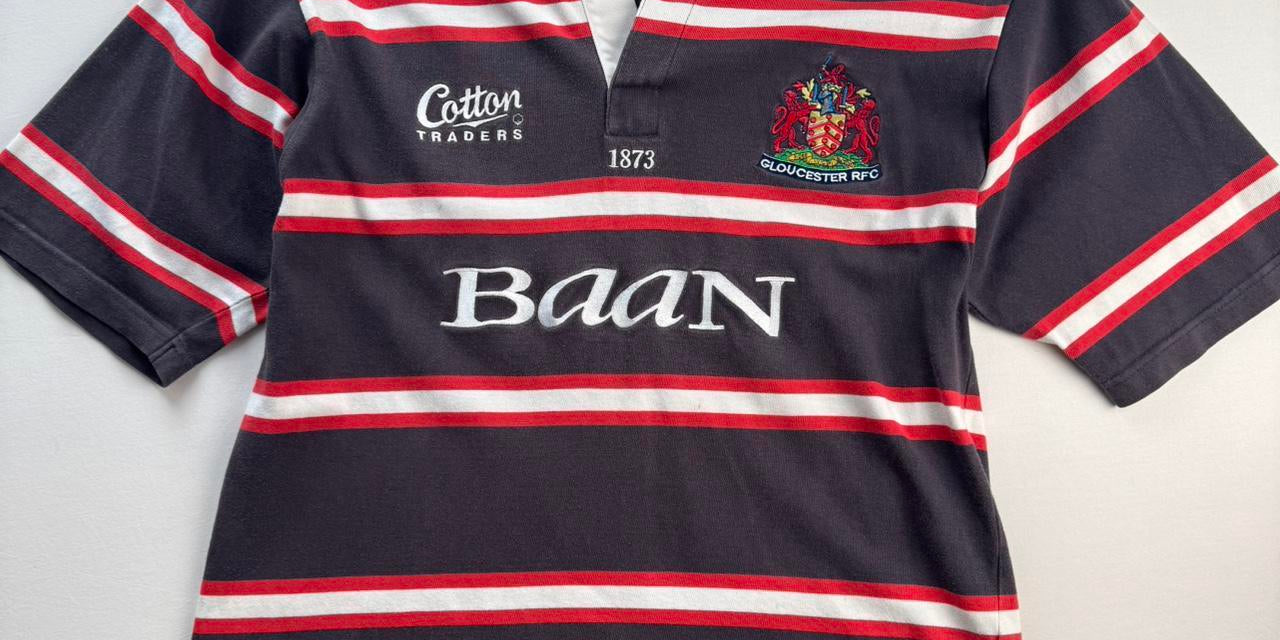 1990s Cotton Traders Gloucester Rugby Striped Polo M