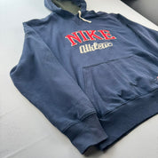 2000s Nike Embroidered Spellout Oversized Navy Hoodie L