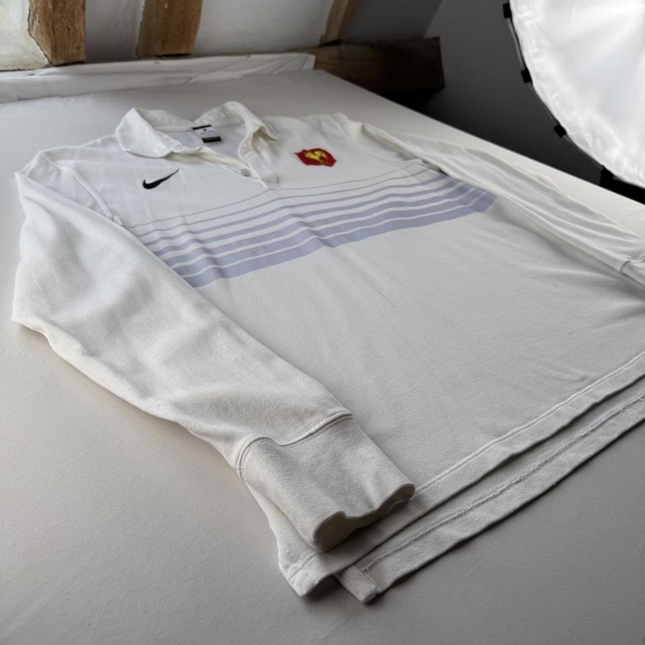 2009 Embroidered France Rugby Striped Rugby Polo L