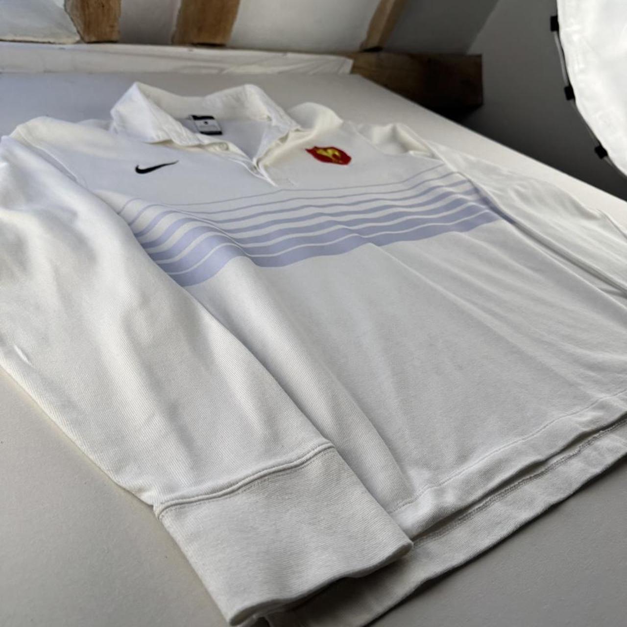 2009 Nike France Rugby Striped Rugby Polo Shirt L
