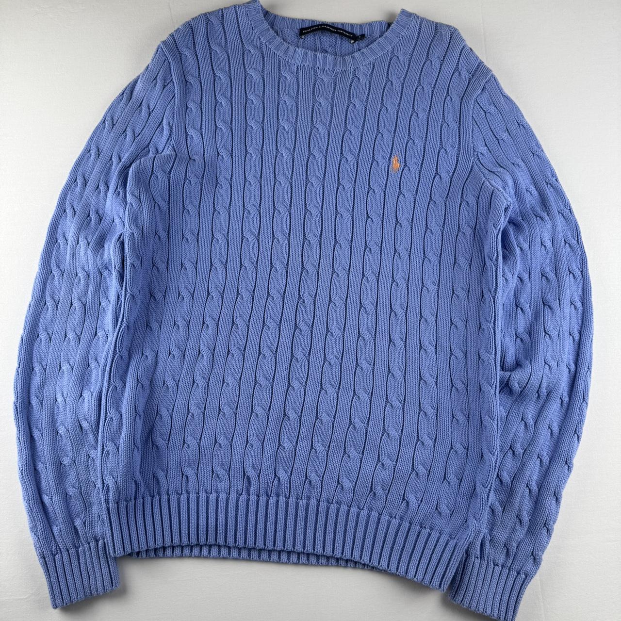 Womens Polo Ralph Lauren Embroidered Pony 100% Cotton Cable Knitted Jumper L