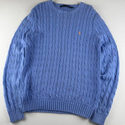 Womens Polo Ralph Lauren Embroidered Pony 100% Cotton Cable Knitted Jumper L