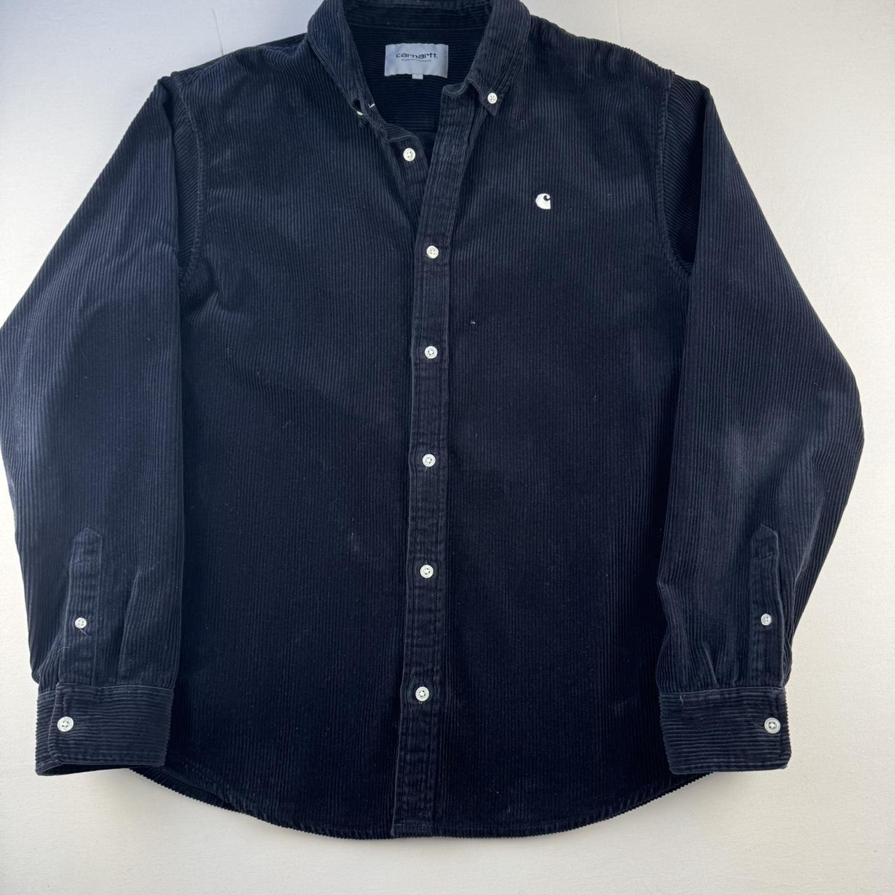 Navy Carhartt WIP Long Sleeve Madison Corduroy Button Down Shirt L