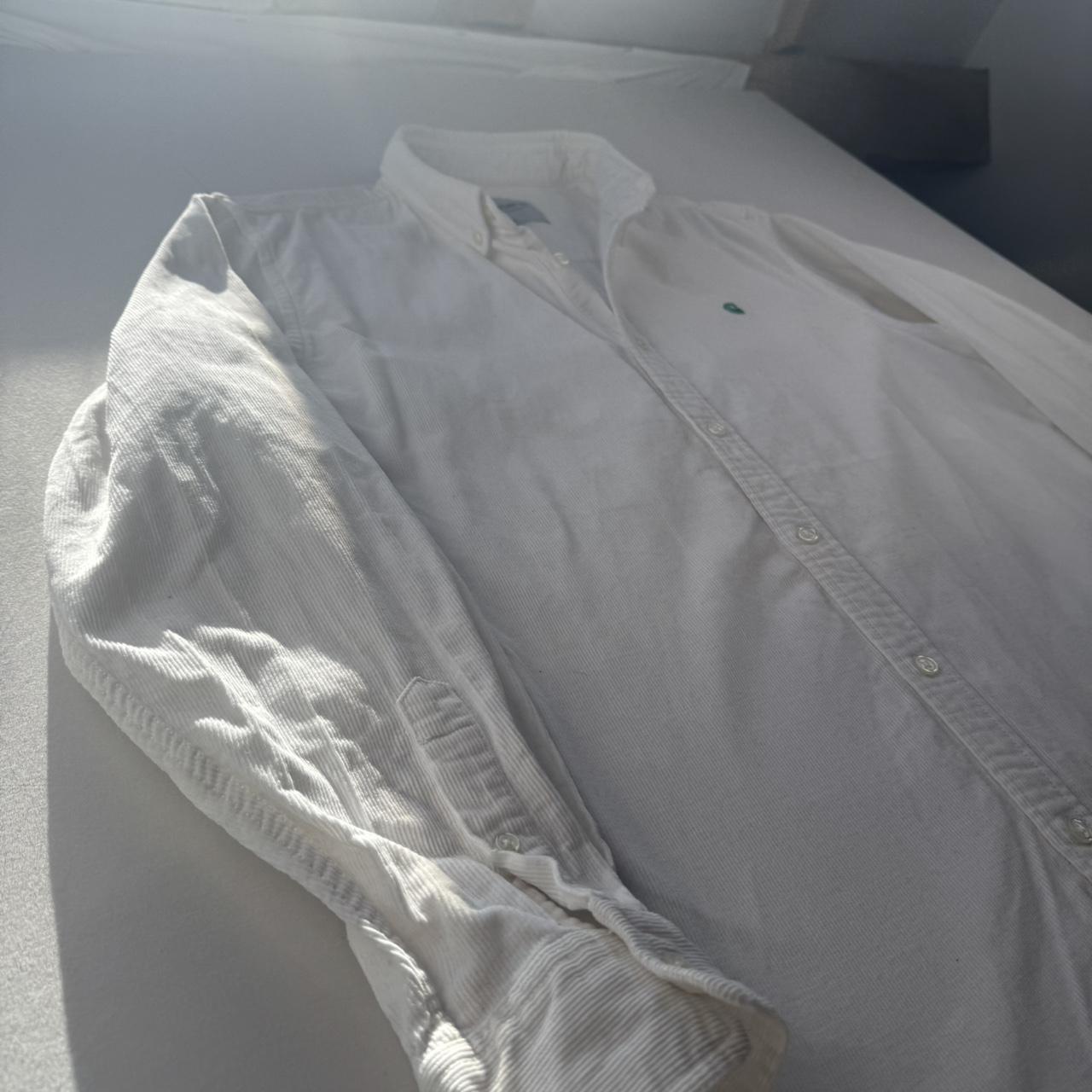 White and Green Carhartt WIP Long Sleeve Madison Corduroy Button Down Shirt L