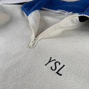 Early 2000s Yves Saint Laurent YSL Embroidered Spellout Quarter Zip Fleece XL