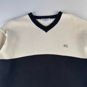 Yves Saint Laurent YSL Embroidered Spellout V-Neck Knitted Jumper L