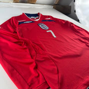 2008 England Umbro Number 7 David Beckham Away Long Sleeve Jersey M