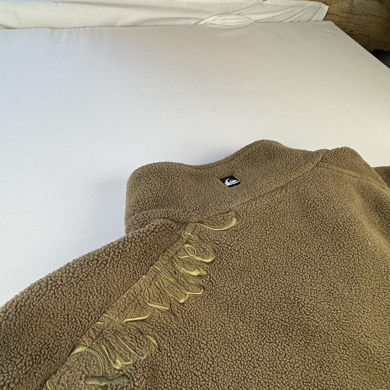Quiksilver 2000s Embroidered Quarter Zip Khaki Fleece XL