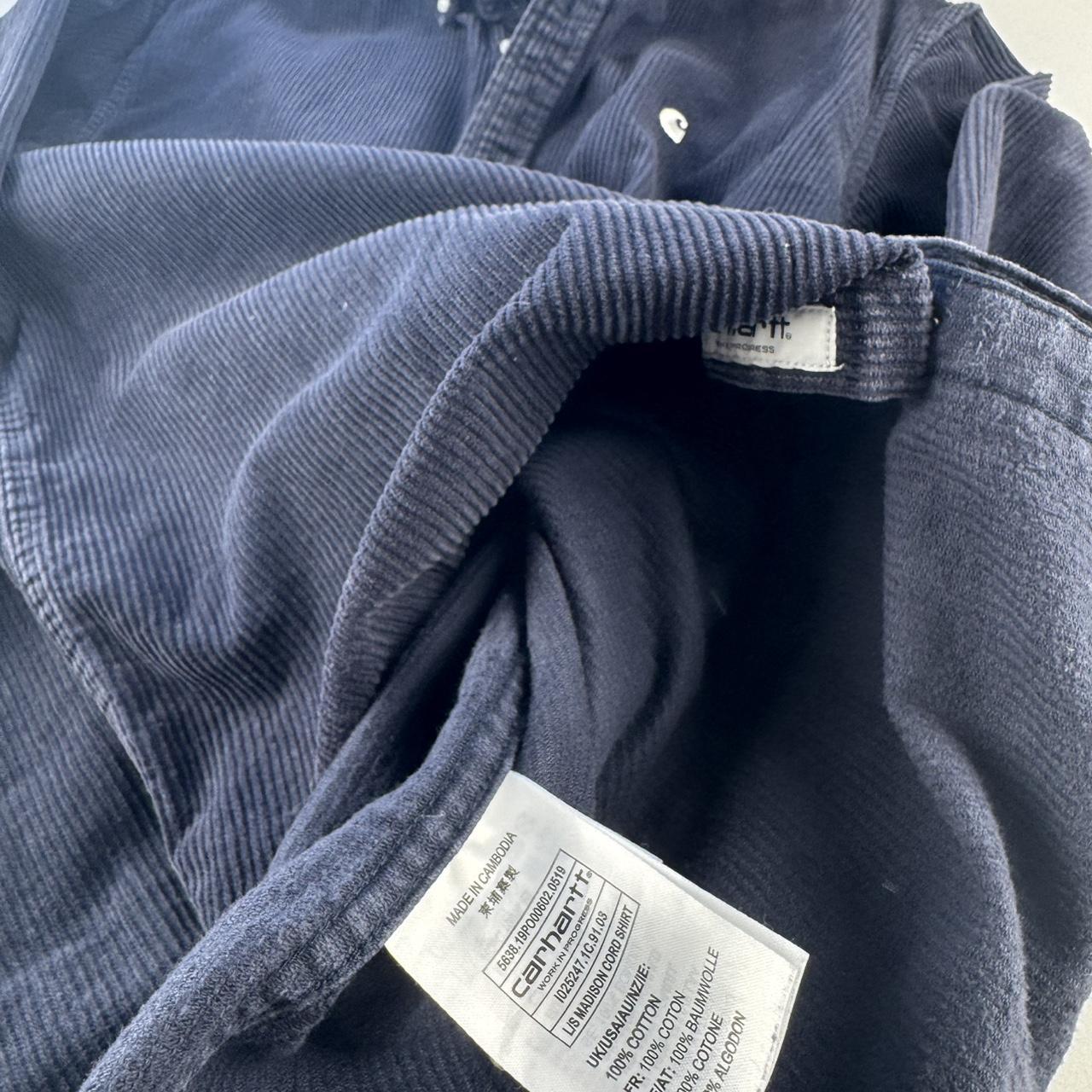 Navy Carhartt WIP Long Sleeve Madison Corduroy Button Down Shirt L