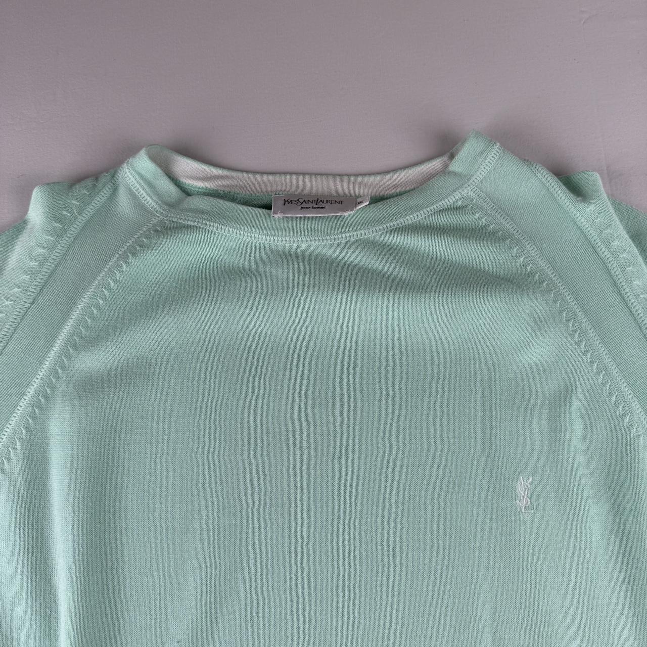 Yves Saint Laurent YSL Thin Mint Green Embroidered Logo Knitted Jumper XXL