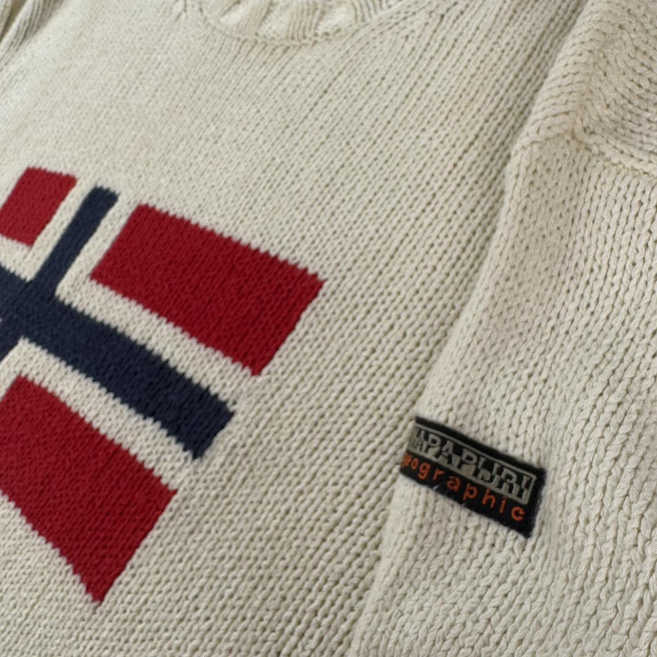 Napapijri Cream Oversized Spellout Knitted Jumper XL