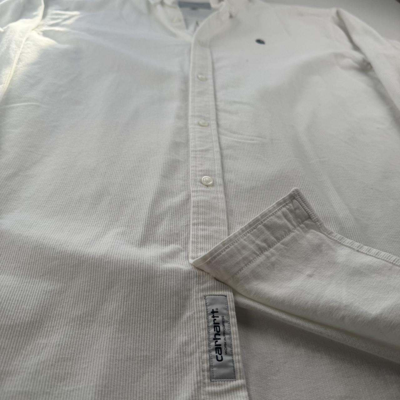 White Carhartt WIP Long Sleeve Madison Corduroy Button Down Shirt XXL