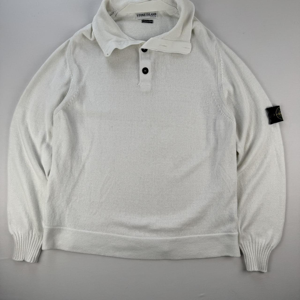Early 2000s White Stone Island Knitted Jumper L