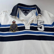 Tommy Hilfiger Embroidered Spellout Striped Rugby Polo L