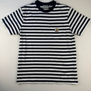 Navy and White Carhartt WIP Scotty Pocket Striped T-Shirt S