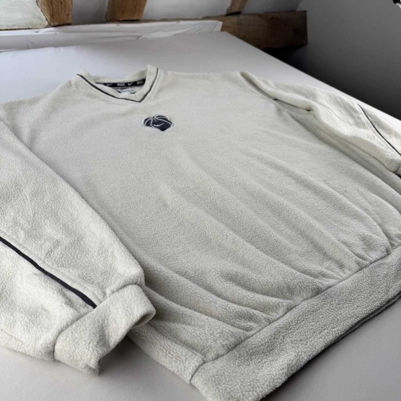 Rare 1990s Centre Swoosh V Neck Fleece Sweatshirt XL