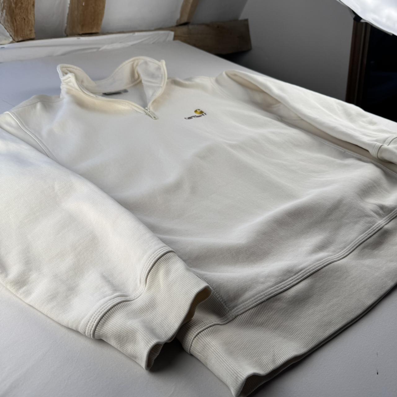 Carhartt WIP Embroidered Cream Quarter Zip Jumper XL