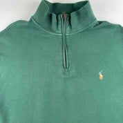 Polo Ralph Lauren Green Quarter Zip Pima Cotton Jumper XL