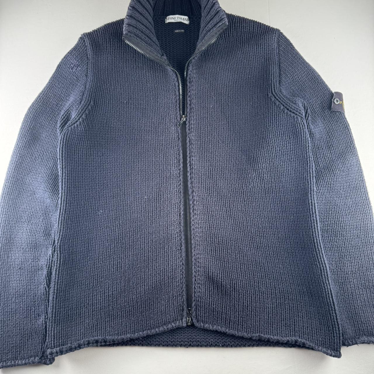 2005 Authentic Stone Island Thick Knitted Full Zip Jumper XXL
