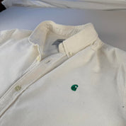 White and Green Carhartt WIP Long Sleeve Madison Corduroy Button Down Shirt M