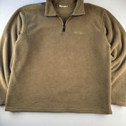 Quiksilver 2000s Embroidered Quarter Zip Khaki Fleece XL