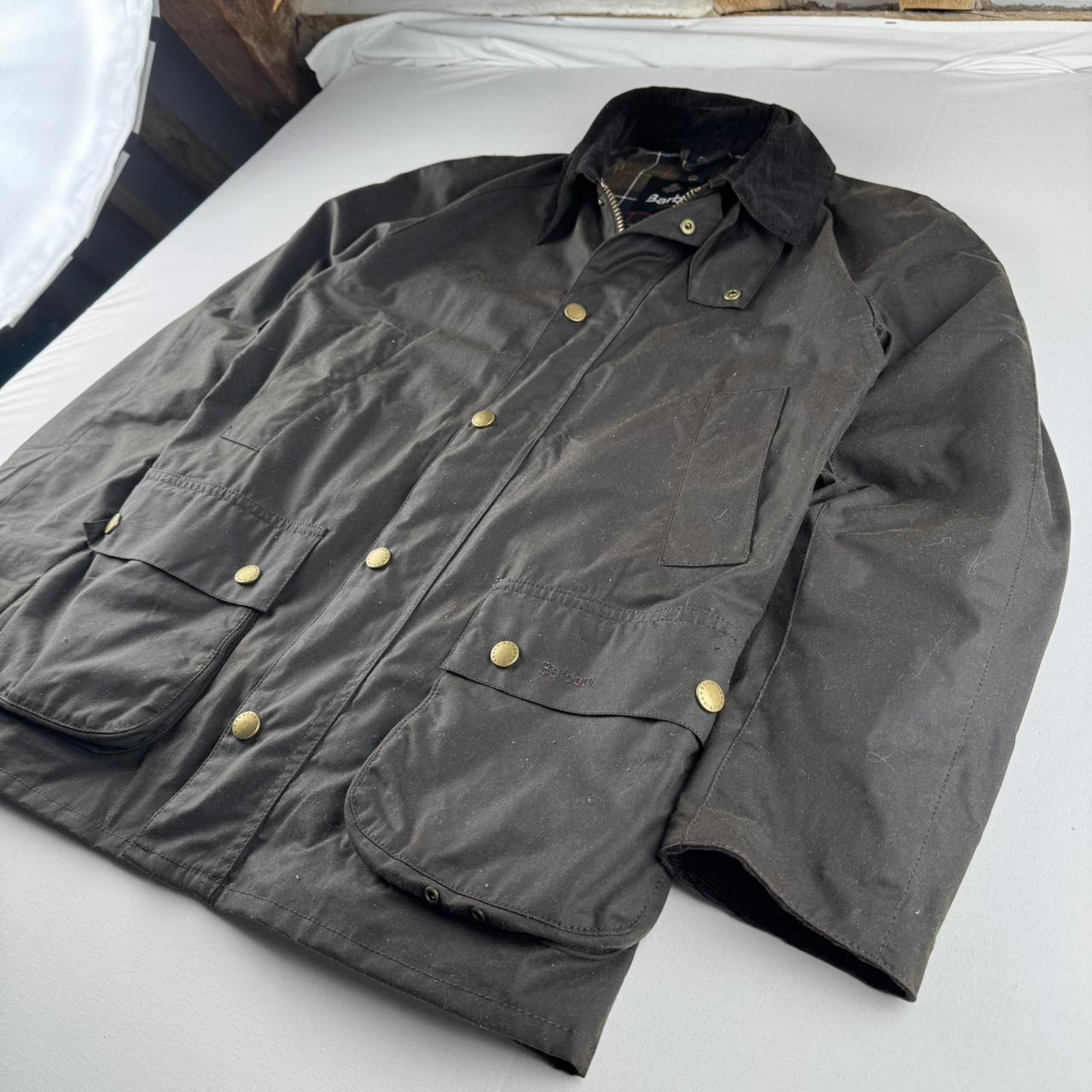 Like New Dark Brown Barbour Ashby Wax Jacket with Corduroy Collar S