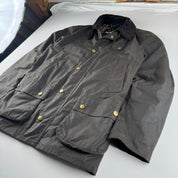 Like New Dark Brown Barbour Ashby Wax Jacket with Corduroy Collar S