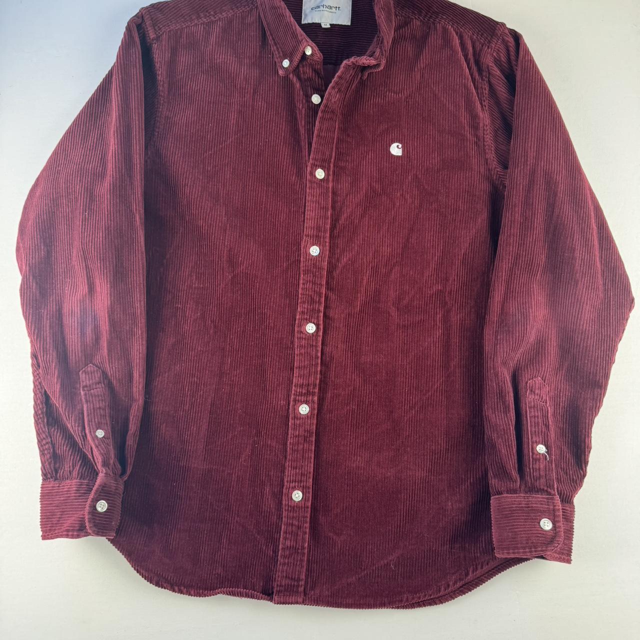 Burgundy Carhartt WIP Long Sleeve Madison Corduroy Button Down Shirt M