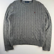 Polo Ralph Lauren Grey Cotton Cableknit Jumper M