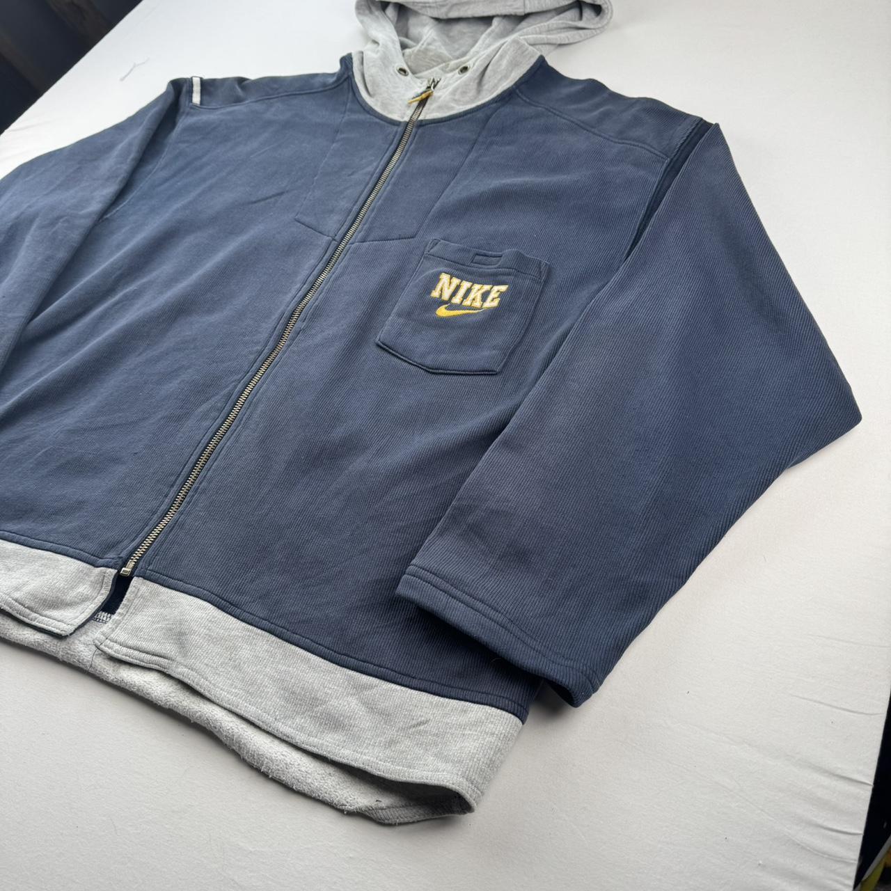 1990s Nike Full Zip Embroidered Pocket Logo Hoodie L