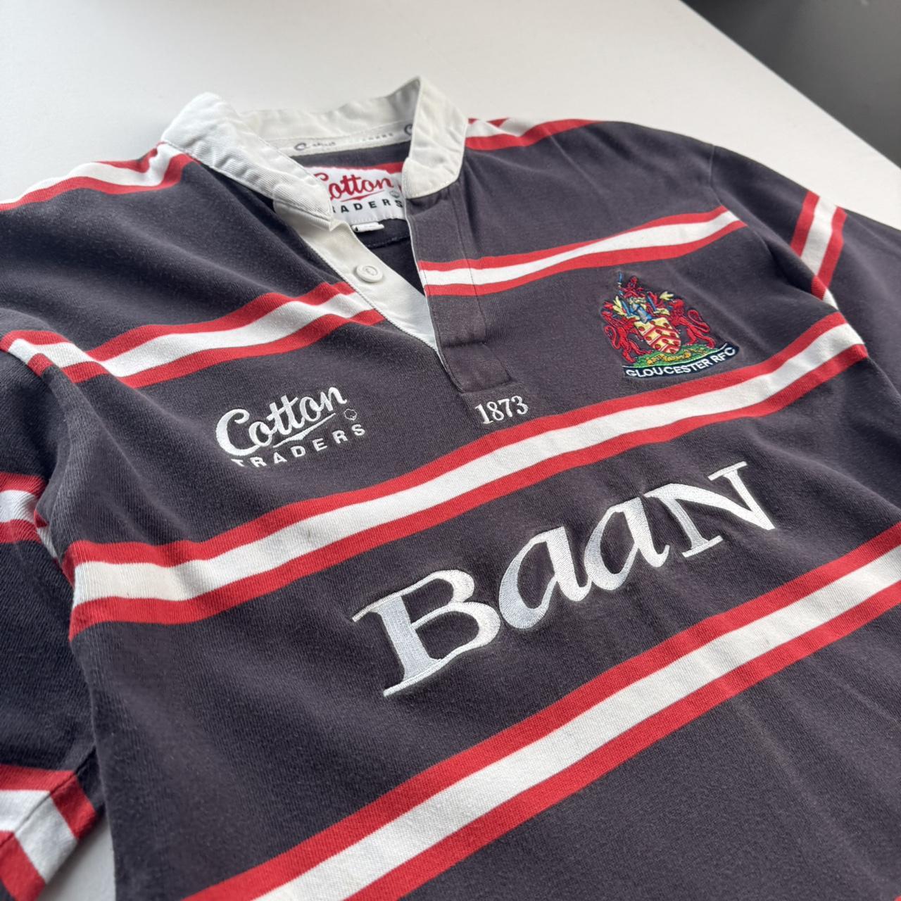 1990s Cotton Traders Gloucester Rugby Striped Polo M