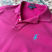 Polo Ralph Lauren pink polo shirt with embroidered logo and slim fit design.