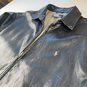 2000s Polo Ralph Lauren Black Leather Harrington Jacket L