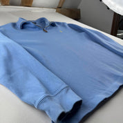 Polo Ralph Lauren Baby Blue Embroidered Pony Quarter Zip Fleece L